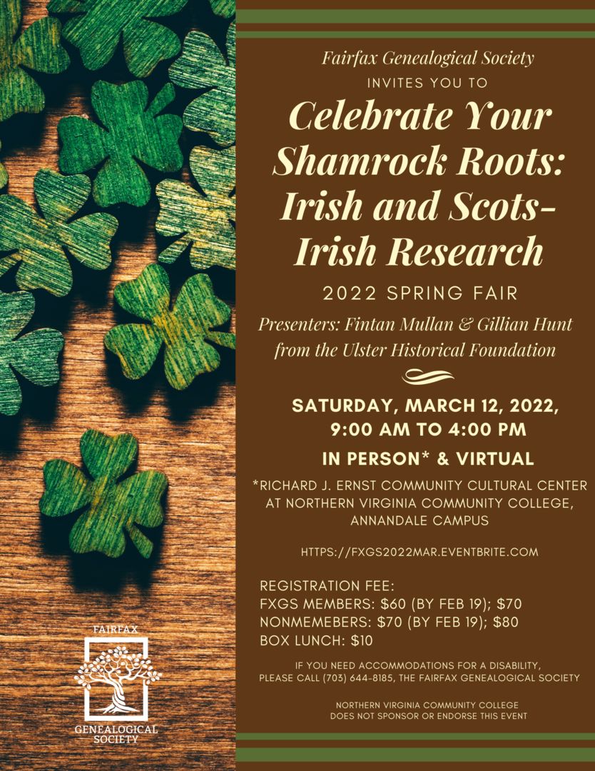 Celebrate Your Shamrock Roots: Irish and Scots-Irish Research, Online Event