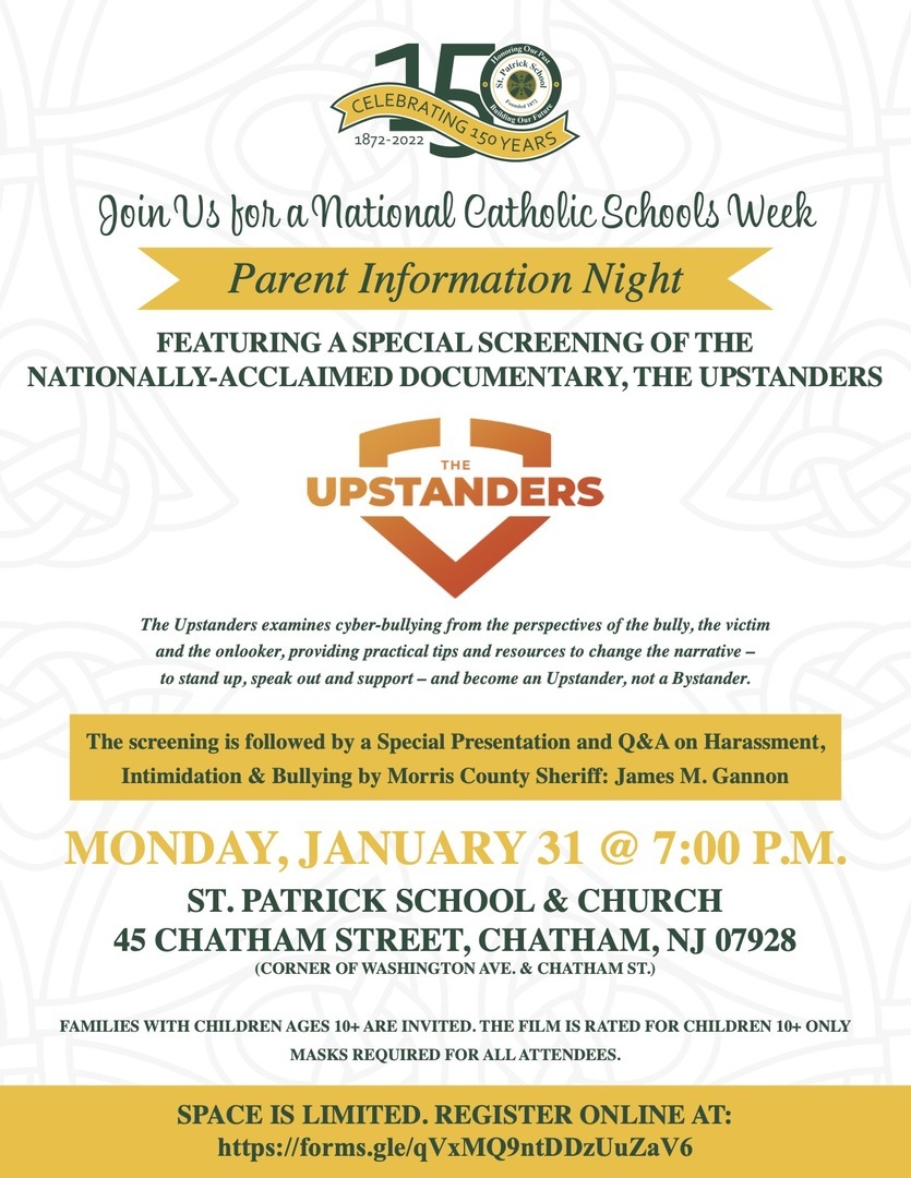 St. Patrick School To Host Parent Information Night, Chatham, New Jersey, United States