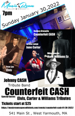 CASH, Elvis, Carter, Williams Tributes- Counterfeit CASH Show- The Music Room, Yarmouth 1/30/22 7pm