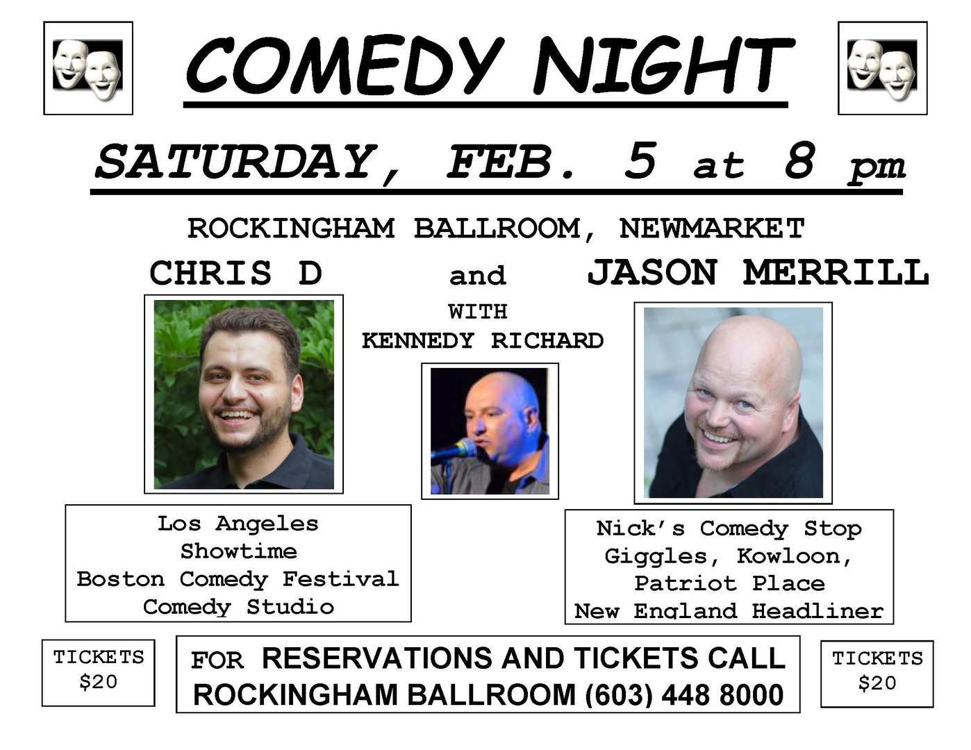 Comedy Nite returns with Laugh Riot at the Rocking(ham) Ballroom, Newmarket, New Hampshire, United States