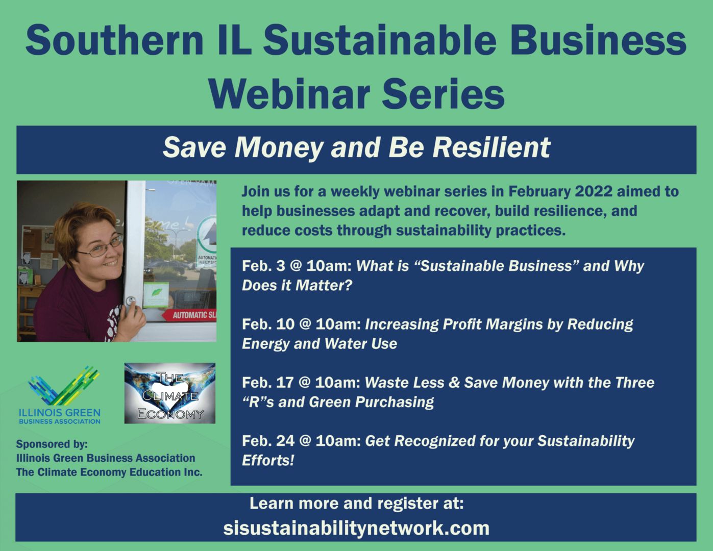 Save Money and Be Resilient Part 1 of 4 - Southern Illinois Sustainable Business Webinar Series, Online Event
