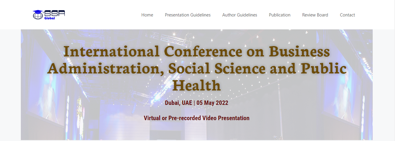 Online International Conference on Business Administration, Social Science and Public Health (ICBASPH 2022), Online Event