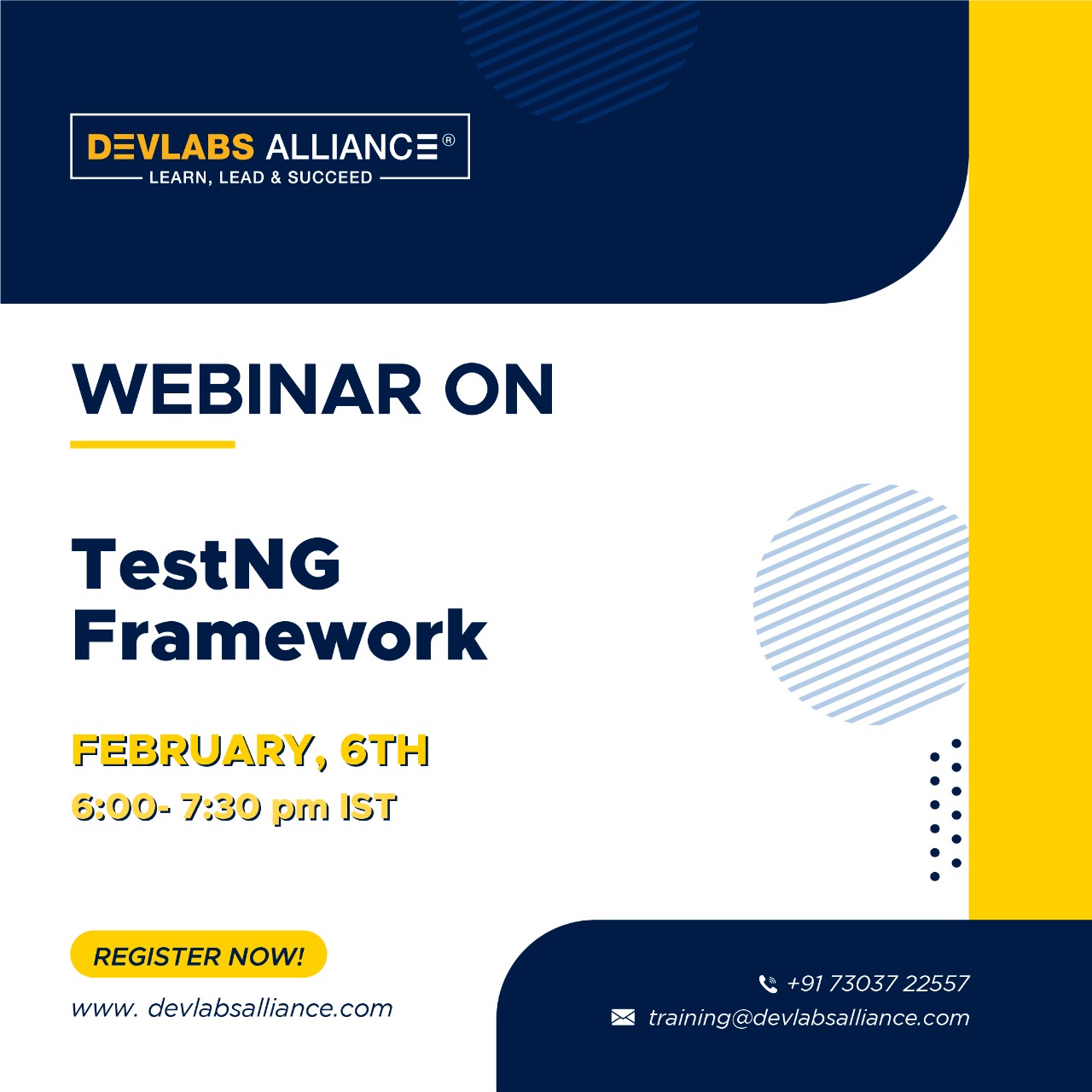 Webinar – TestNG Framework, Online Event