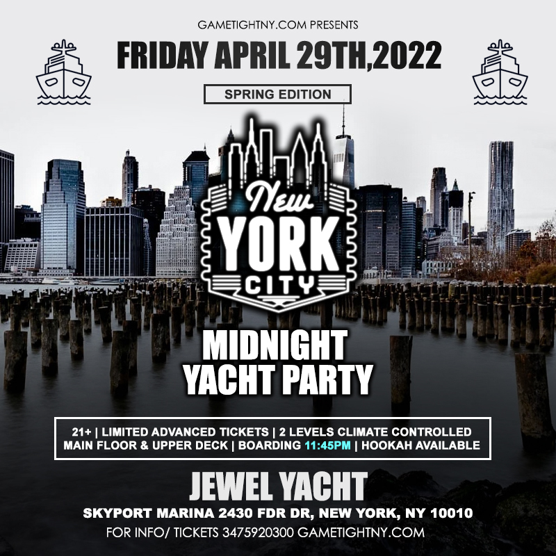 NYC Friday Spring Midnight Yacht Party Cruise at Skyport Marina Jewel 2022, New York, United States