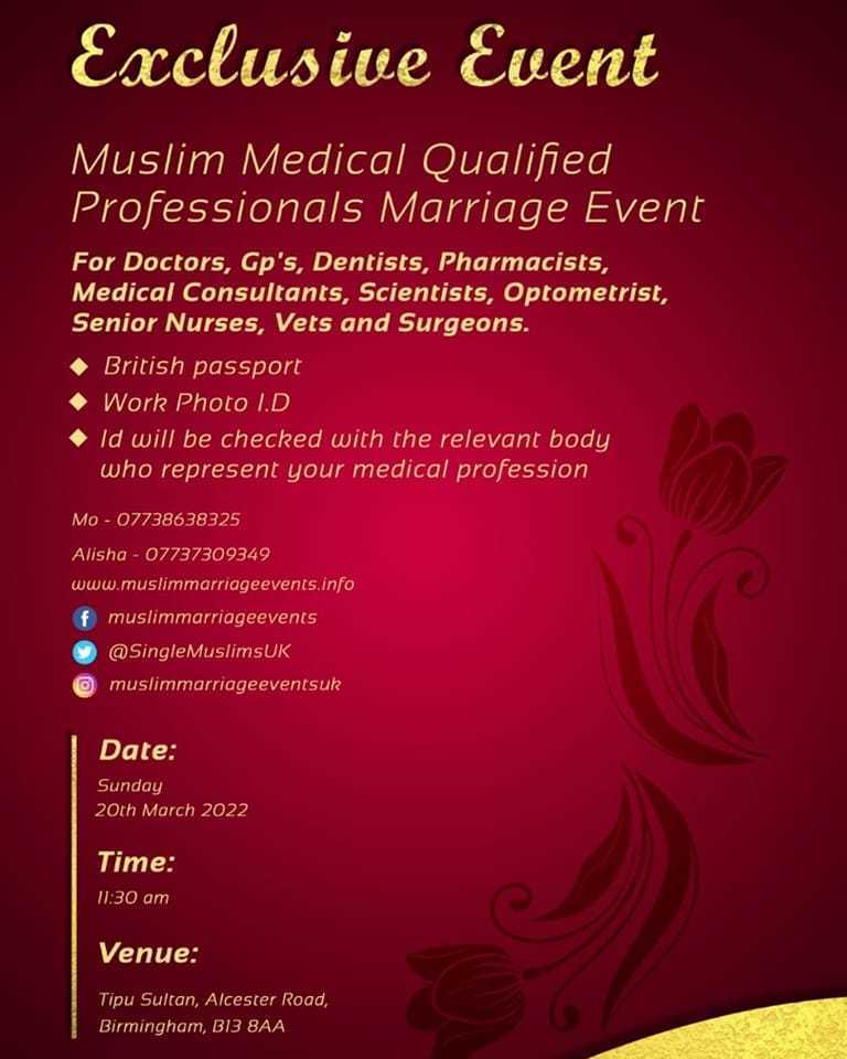 Muslim Marriage Events - Medical Professionals, Birmingham, West Midlands, United Kingdom