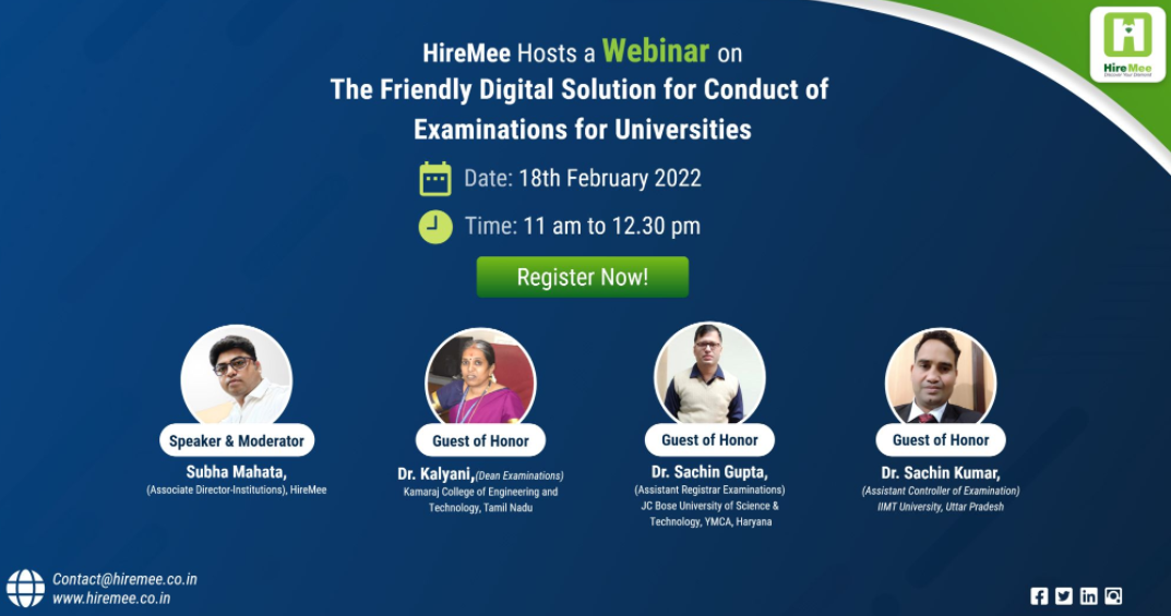 HireMee Hosts a Webinar on "The Friendly Digital Solution for Conduct of Examinations for Universities", Online Event