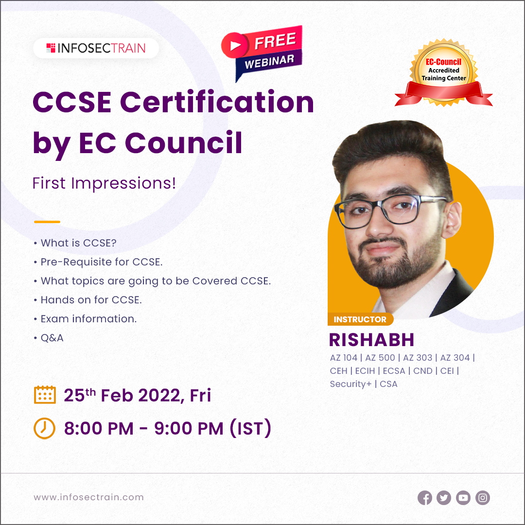 Free webinar on CCSE Certification by EC Council -First Impressions!, Online Event