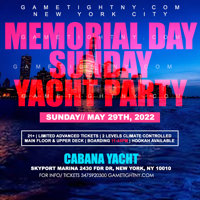NYC Memorial Day Sunday Midnight Cabana Yacht Party at Skyport Marina 2022, New York, United States