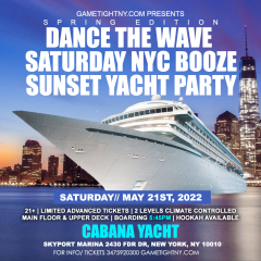 Dance the Wave Cabana Yacht Party Saturday NYC Booze Sunset 2022