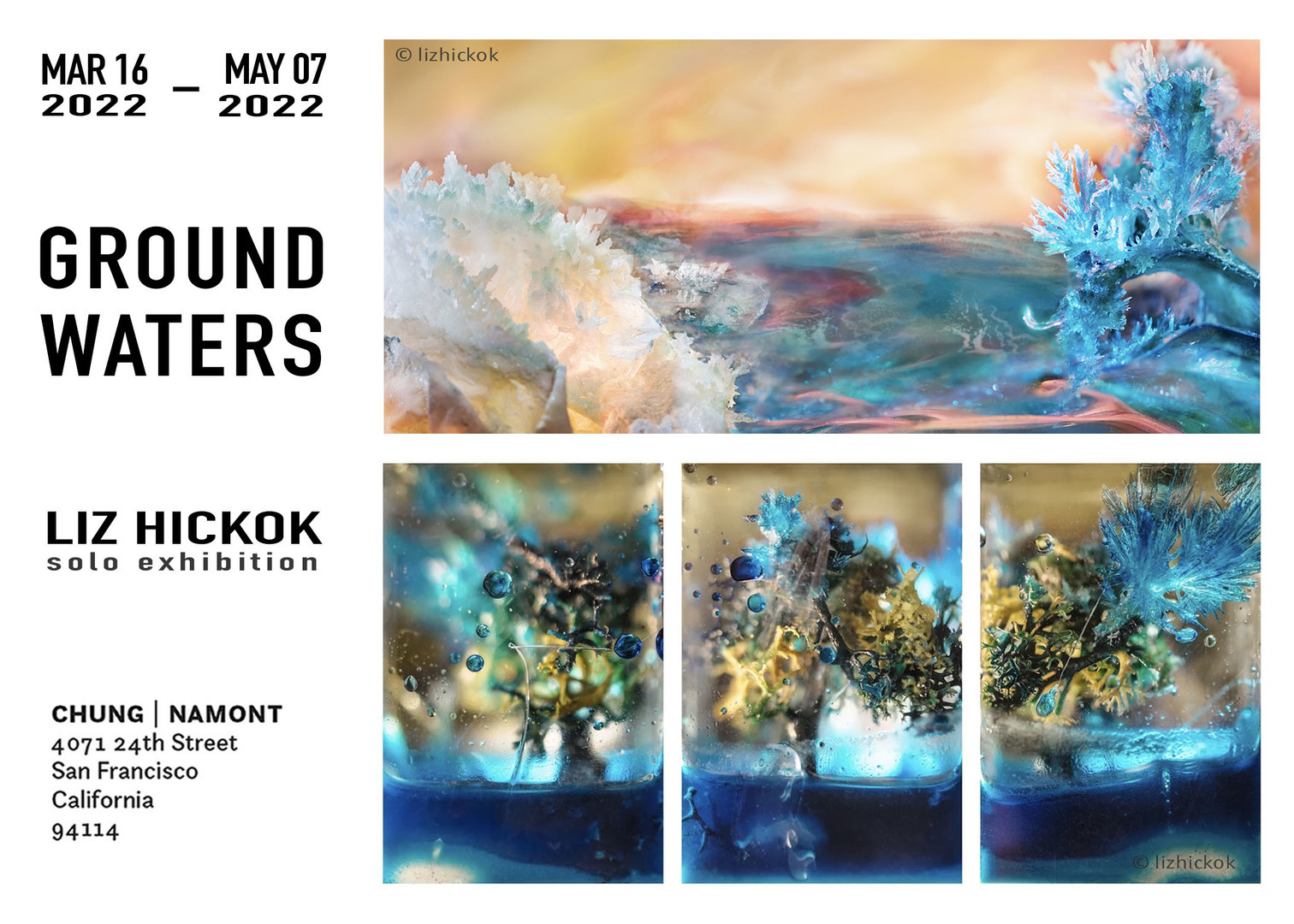 GROUND WATERS, artist Liz Hickok's solo exhibition at CHUNG | NAMONT art gallery in Noe Valley, San Francisco, California, United States
