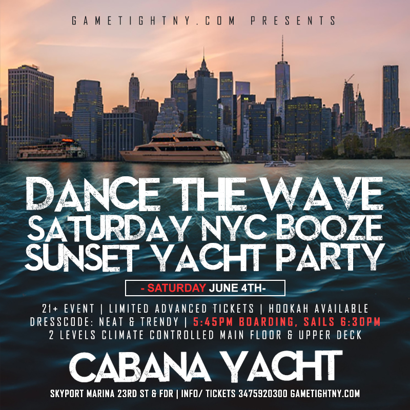 Dance the Wave NYC Booze Saturday Sunset Cabana Yacht Party 2022, New York, United States