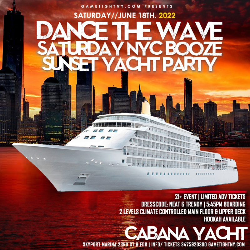 Saturday Sunset Dance the Wave NYC Booze Cabana Yacht Party 2022, New York, United States