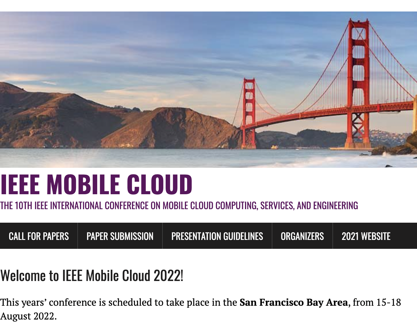 IEEE Mobile Cloud 2022, San Francisco, California, United States