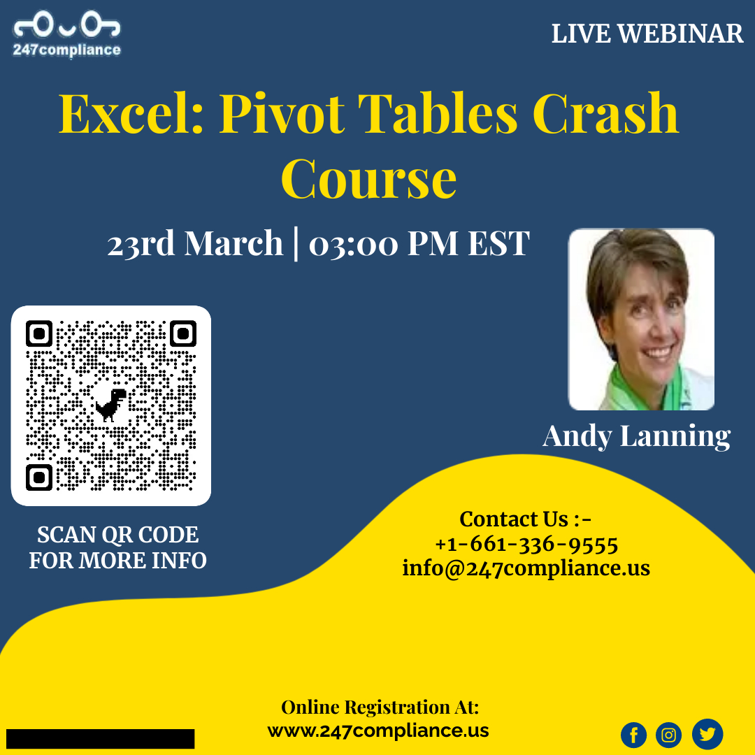 Excel: Pivot Tables Crash Course, Online Event