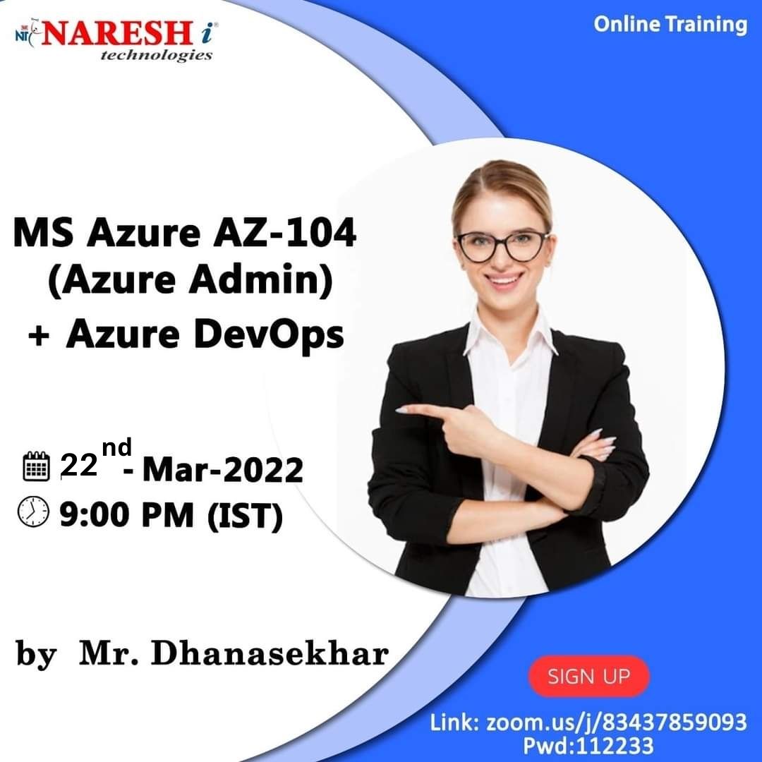 NO. 1 MS Azure AZ-104 Online Training - Nareshit, Online Event