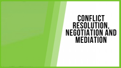 TRAINING COURSE ON CONFLICT RESOLUTION, NEGOTIATION AND MEDIATION