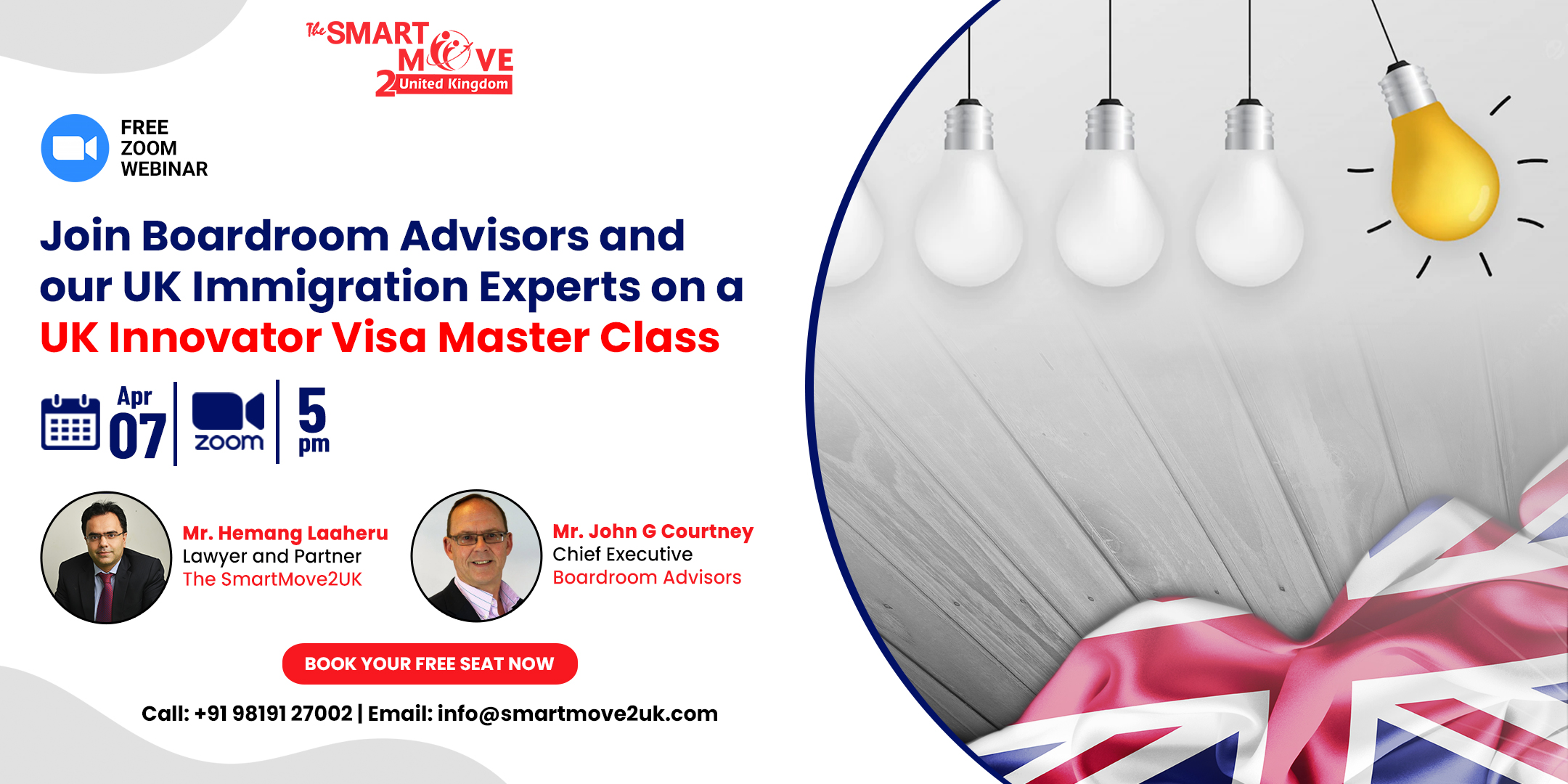 Join Boardroom Advisors and our UK Immigration Experts on a UK Innovator Visa Master Class, Online Event
