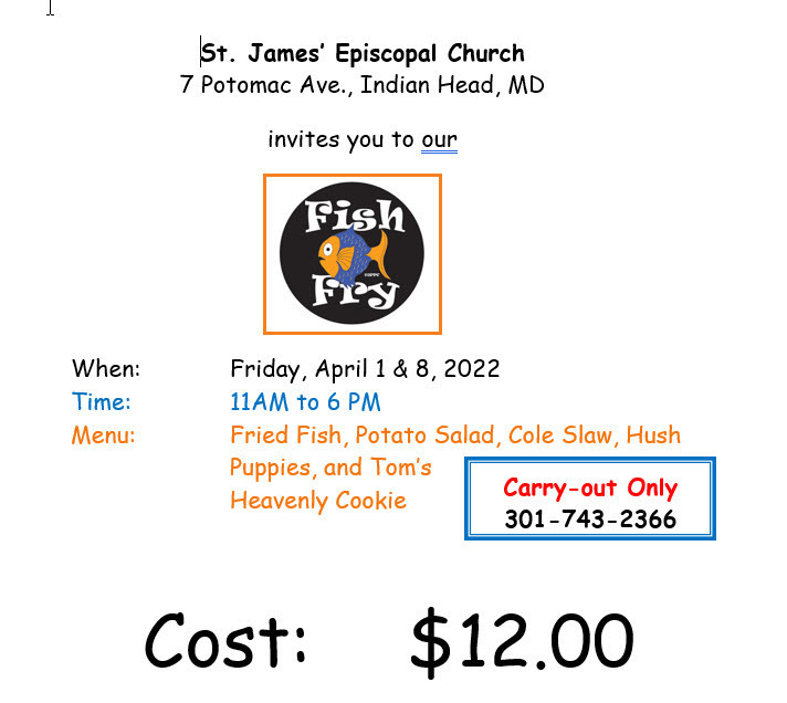 St James' Fish Fry Friday, Indian Head, Maryland, United States