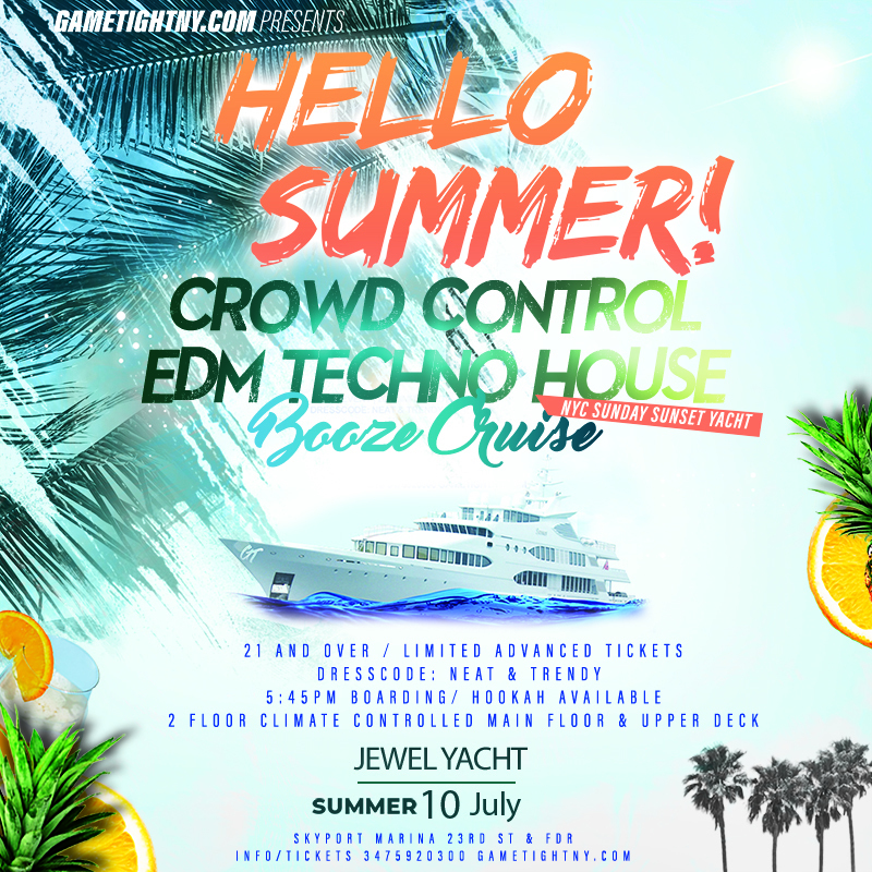 Sunday Sunset Crowd Control Edm House Jewel Yacht Party Skyport Marina 2022, New York, United States