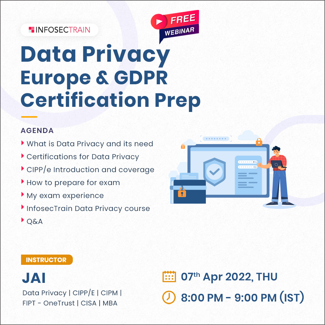 Free Webinar on Data Privacy Europe and GDPR Certification Prep, Online Event