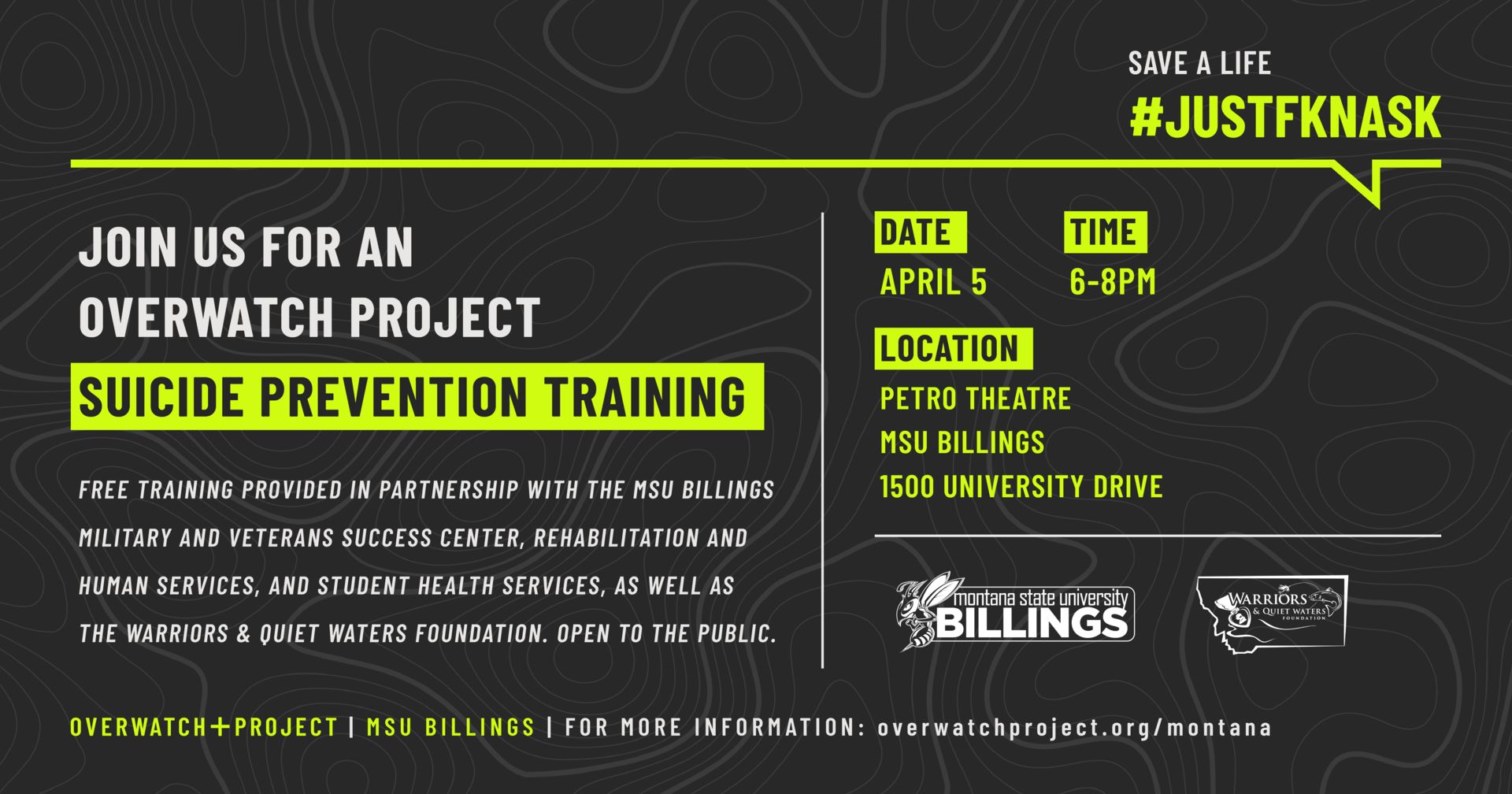 #JUSTFKNASK Suicide Prevention Training, Billings, Montana, United States