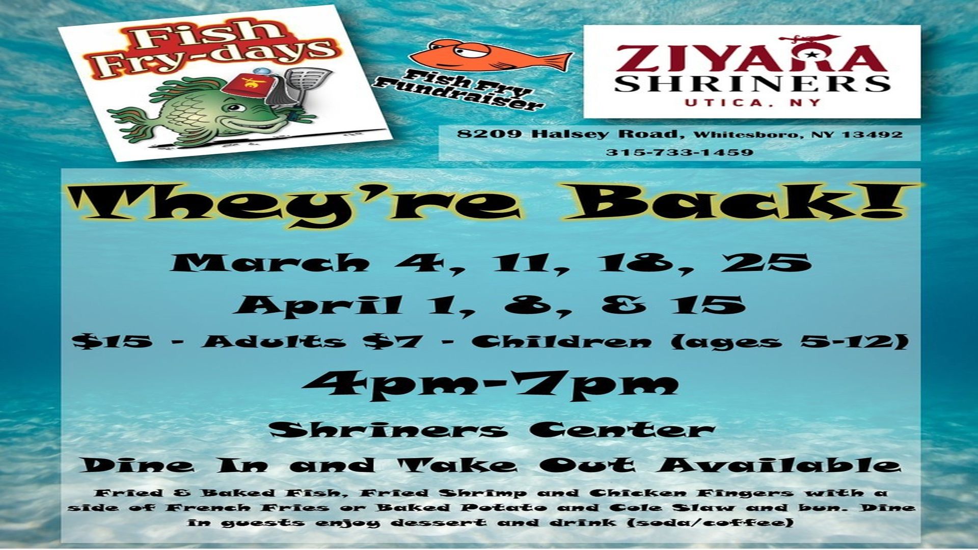 Ziyara shriners Friday lent fish frys, Whitesboro, New York, United States
