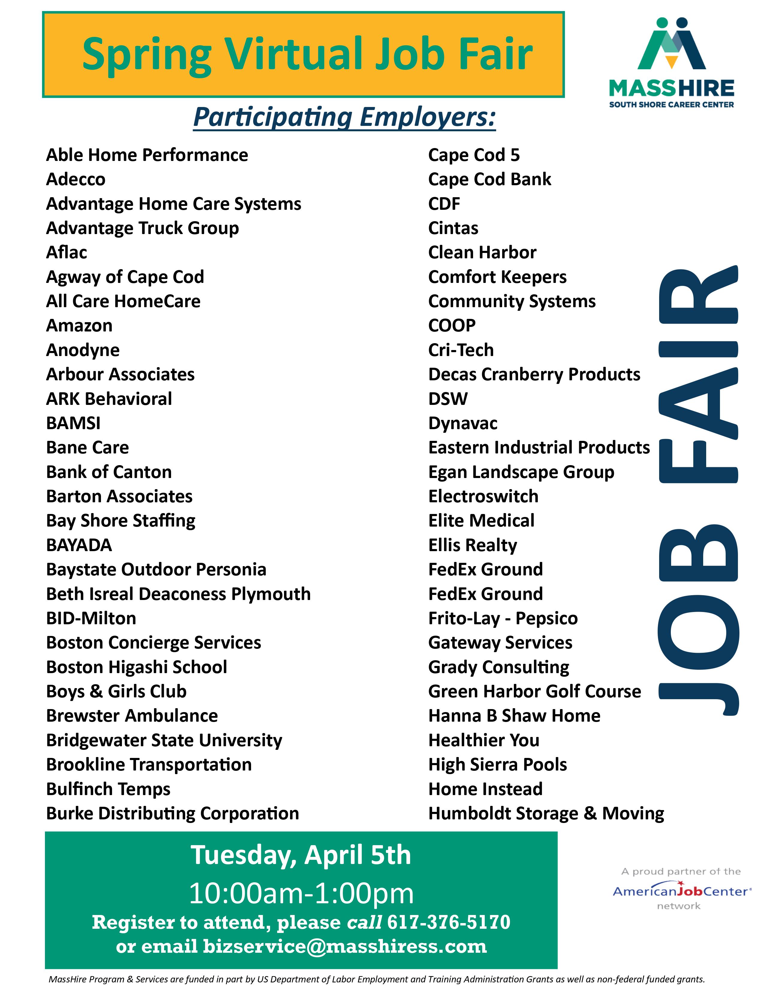 Spring Virtual Job Fair, Online Event