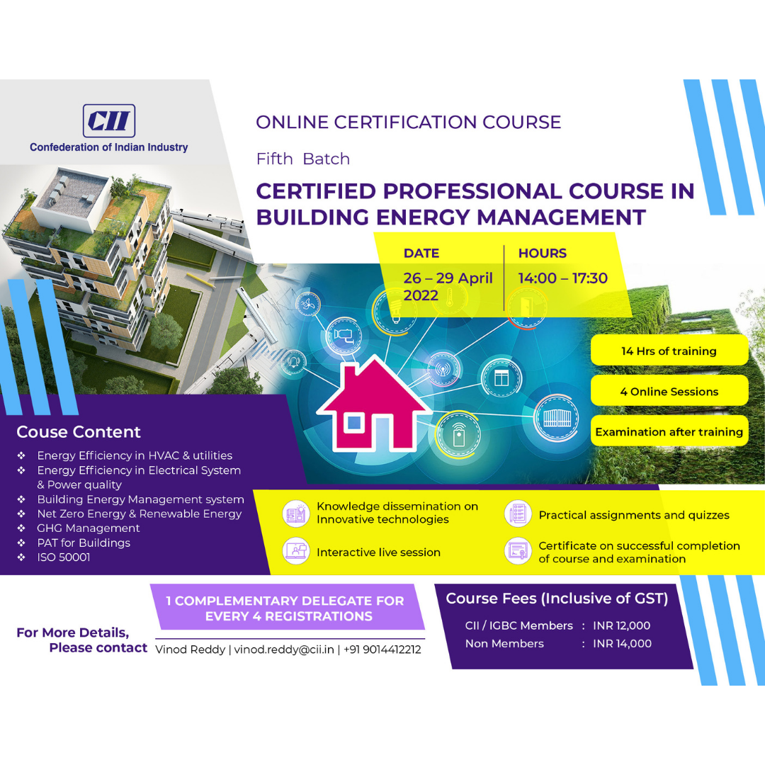 Online Certified Professional Course in Building Energy Management, Online Event