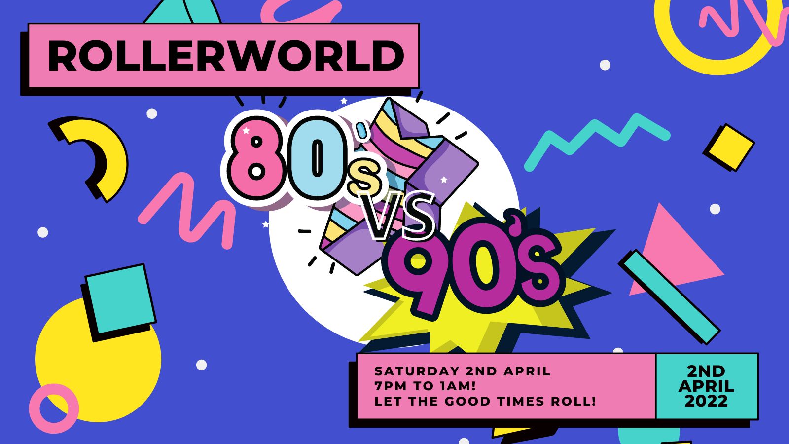 Rollerworld 80's vs 90's Roller Disco Skate Night, Essex, England, United Kingdom