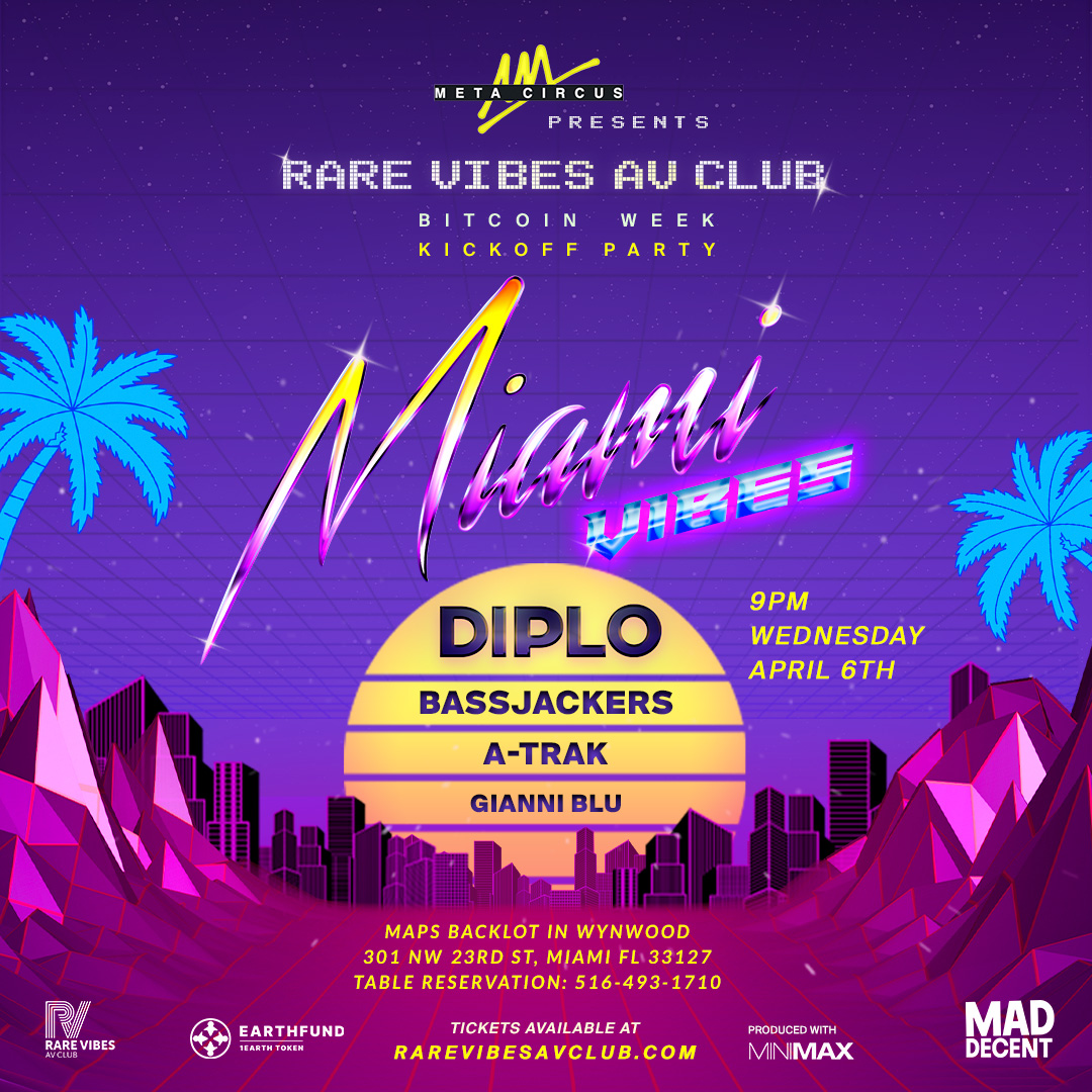 Rare Vibes AV Club - Bitcoin Miami 2022 Kickoff Party, Miami-Dade, Florida, United States