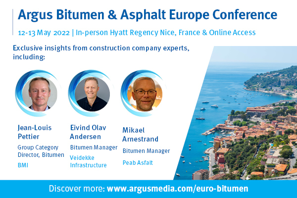 Argus Bitumen and Asphalt Europe Conference | Nice, France and Online Access 12-13 May 2022, Provence-Alpes-Côte d'Azur, France