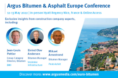 Argus Bitumen and Asphalt Europe Conference | Nice, France and Online Access 12-13 May 2022
