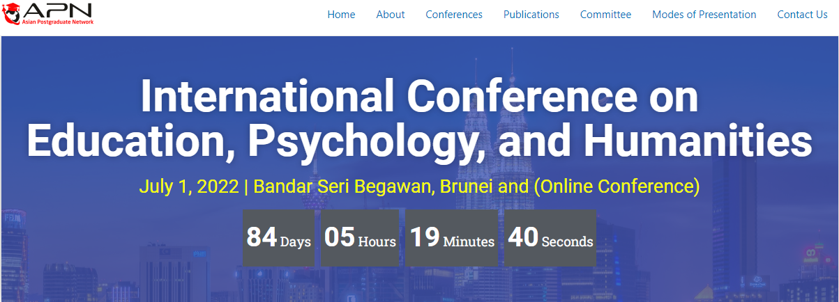 ICEPH Bandar Seri Begawan - International Conference on Education, Psychology, and Humanities, 01 July 2022, Online Event