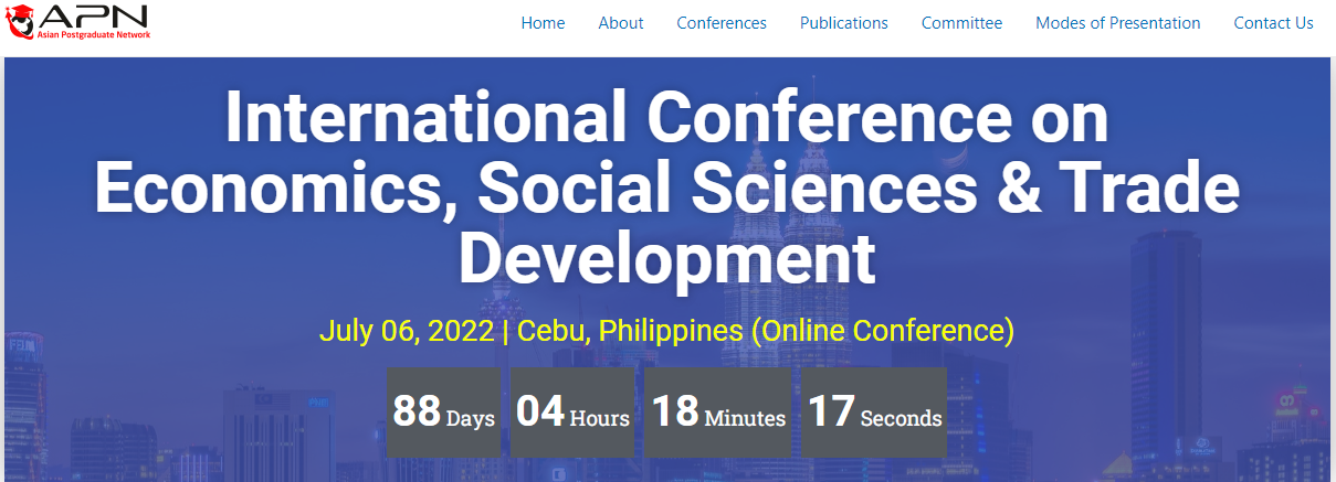 International Academic Conference on Economics, Social Sciences & Trade Development in Cebu 2022, Online Event