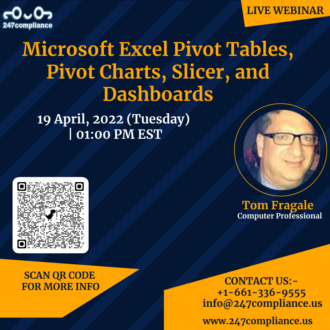 Microsoft Excel Pivot Tables, Pivot Charts, Slicer, and Dashboards, Online Event