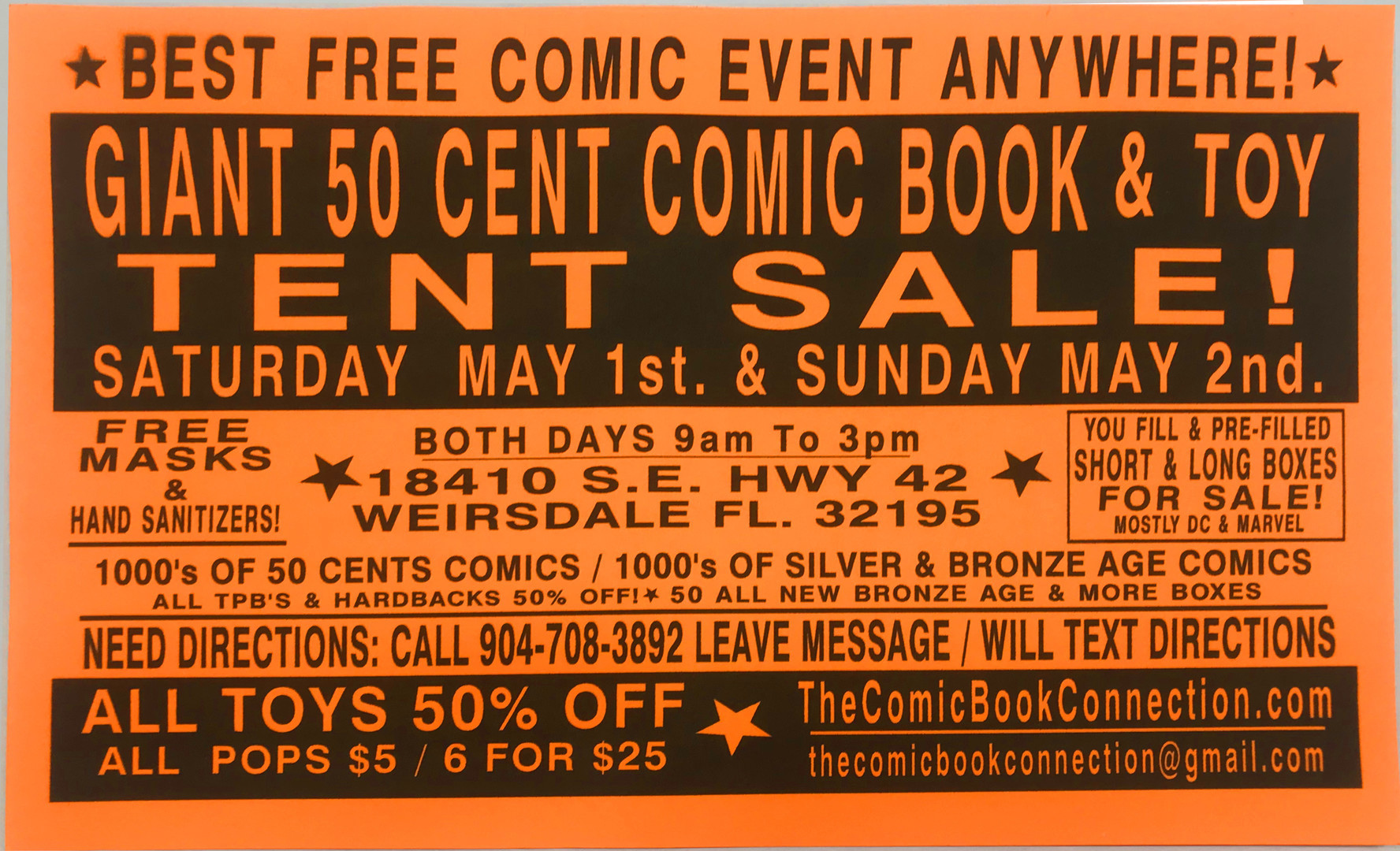 CBC Giant 50-CENT Comic Book and Toy Tent Sale, Weirsdale, Florida, United States