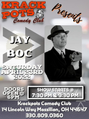 Comedian Jay Boc at Krackpots Comedy Club