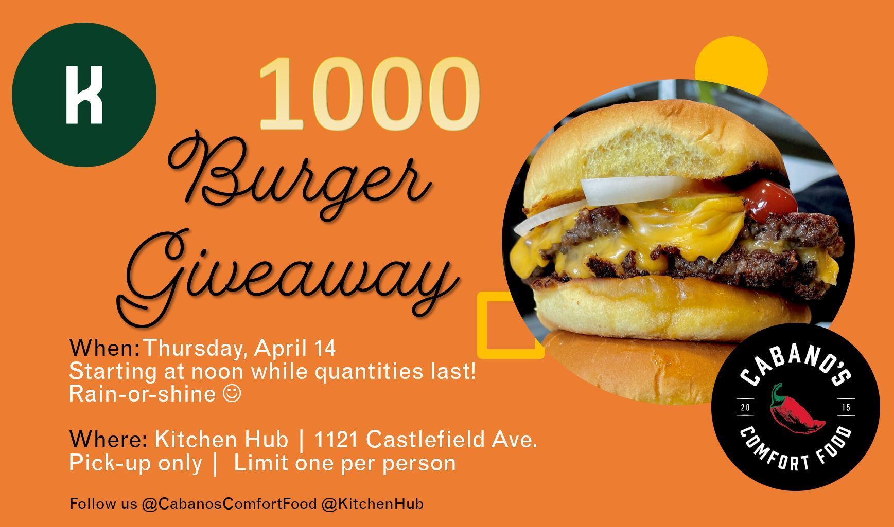 Cabano's 1000 Burger Giveaway, Toronto, Ontario, Canada