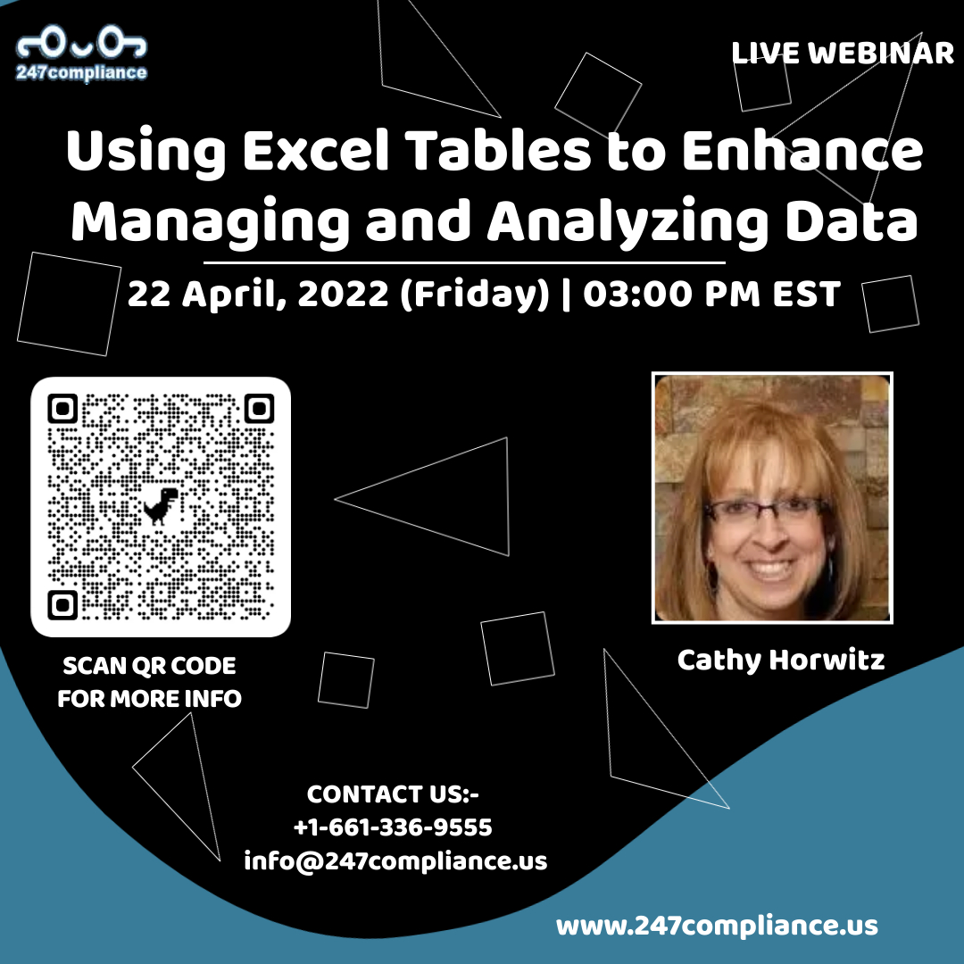 Using Excel Tables to Enhance Managing and Analyzing Data, Online Event
