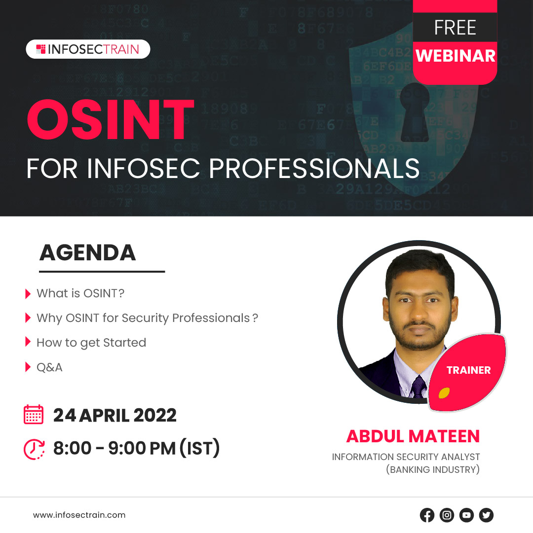 Free Webinar on OSINT for Infosec Professionals, Online Event