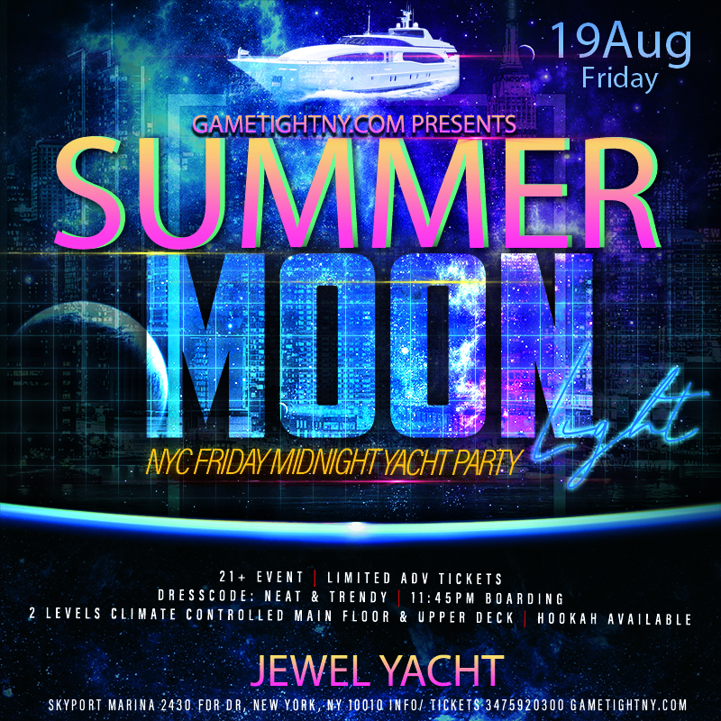 Summer Moonlight Jewel Yacht NYC Midnight Yacht Friday Party 2022, New York, United States