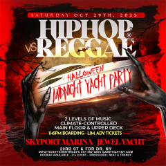 Hip Hop vs Reggae® NYC Halloween Saturday Midnight Jewel Yacht 2022