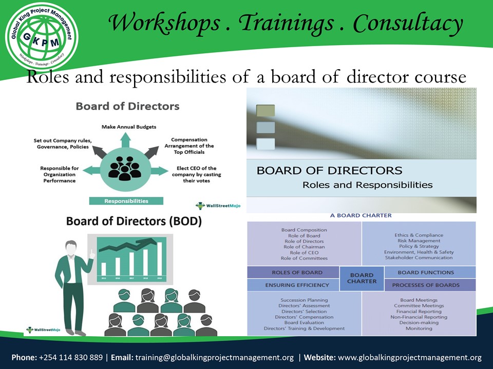 Roles and responsibilities of a board of director course, Mombasa city, Mombasa county,Mombasa,Kenya