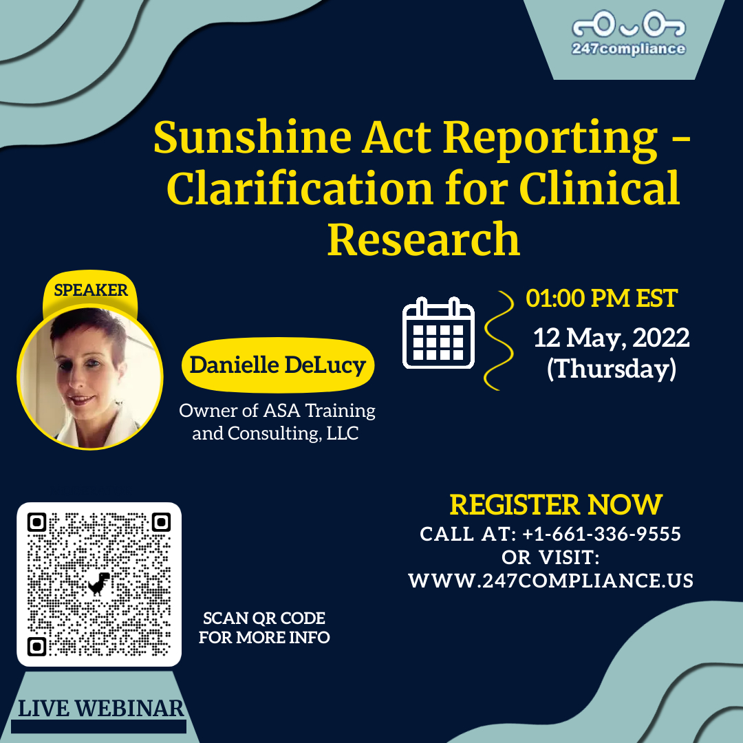 Sunshine Act Reporting - Clarification for Clinical Research, Online Event