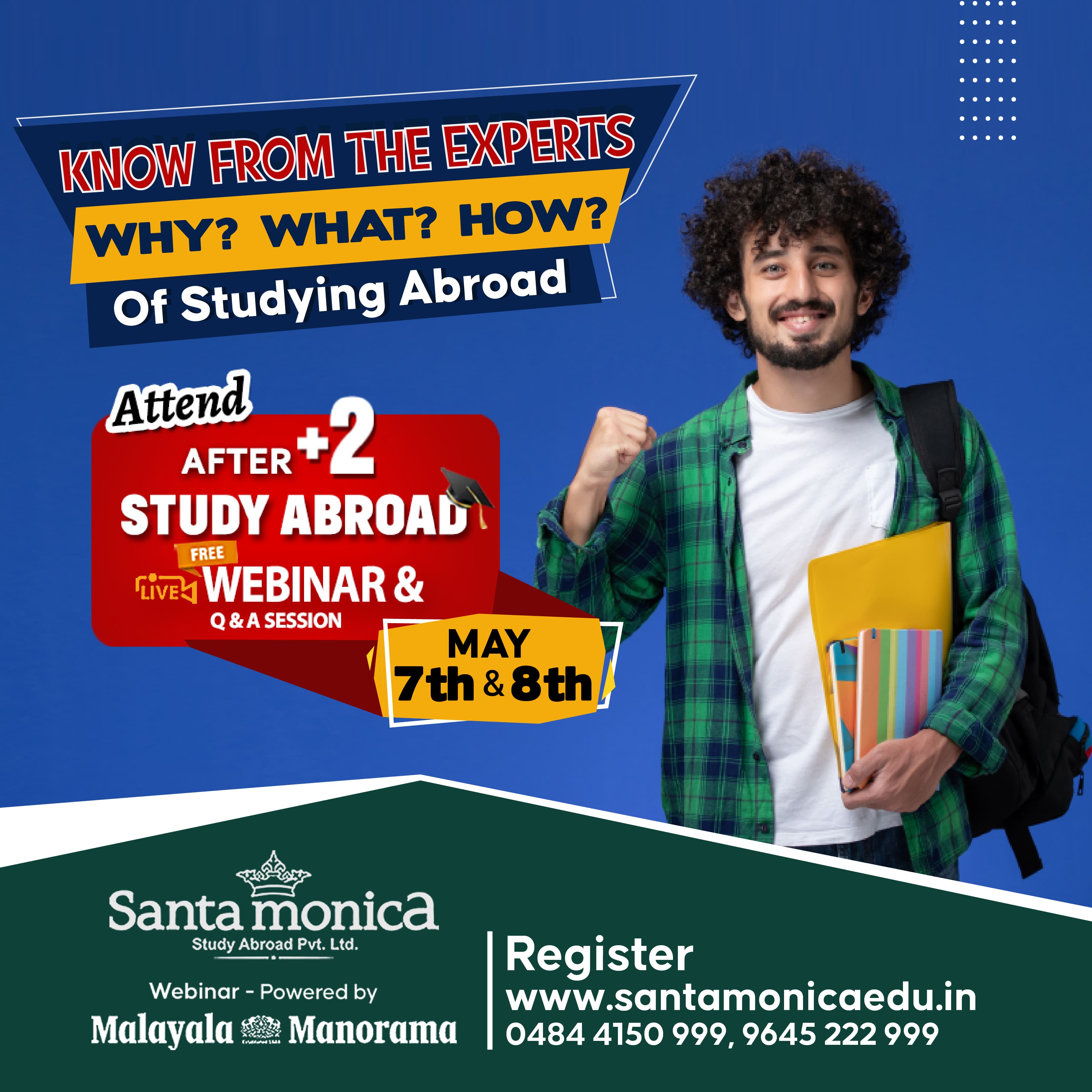 Study Abroad After +2 | Free Interactive Webinar Organized by Santamonica Study Abroad, Ernakulam, Kerala, India