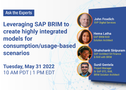 Leveraging SAP BRIM to create highly integrated models for consumption/usage-based scenarios, Online Event