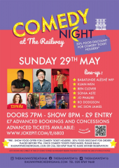 Collywobblers Comedy at The Railway Streatham : Babatunde Aleshe WIP, Kuan-wen, Ben Clover and guests