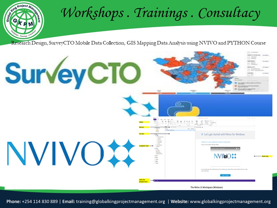 Research Design, SurveyCTO Mobile Data Collection, GIS Mapping Data Analysis using NVIVO and PYTHON Course, Nairobi, Nairobi County,Nairobi,Kenya