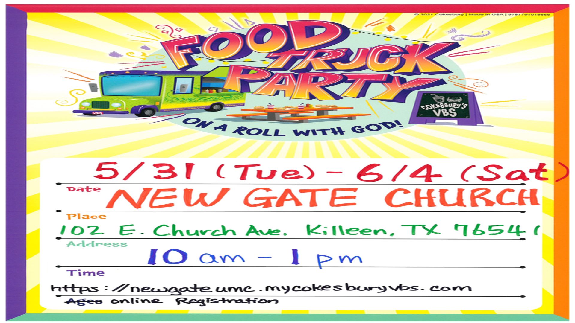 New Gate Church - Summer Vacation Bible School VBS "Food Truck Party" on May 31~June 4 (Killeen, TX), Killeen, Texas, United States