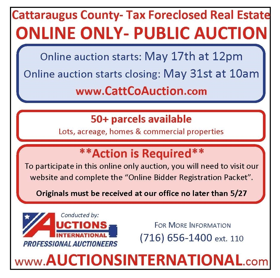 Cattaraugus County- Tax Foreclosed Real Estate Auction (ONLINE ONLY EVENT), Online Event